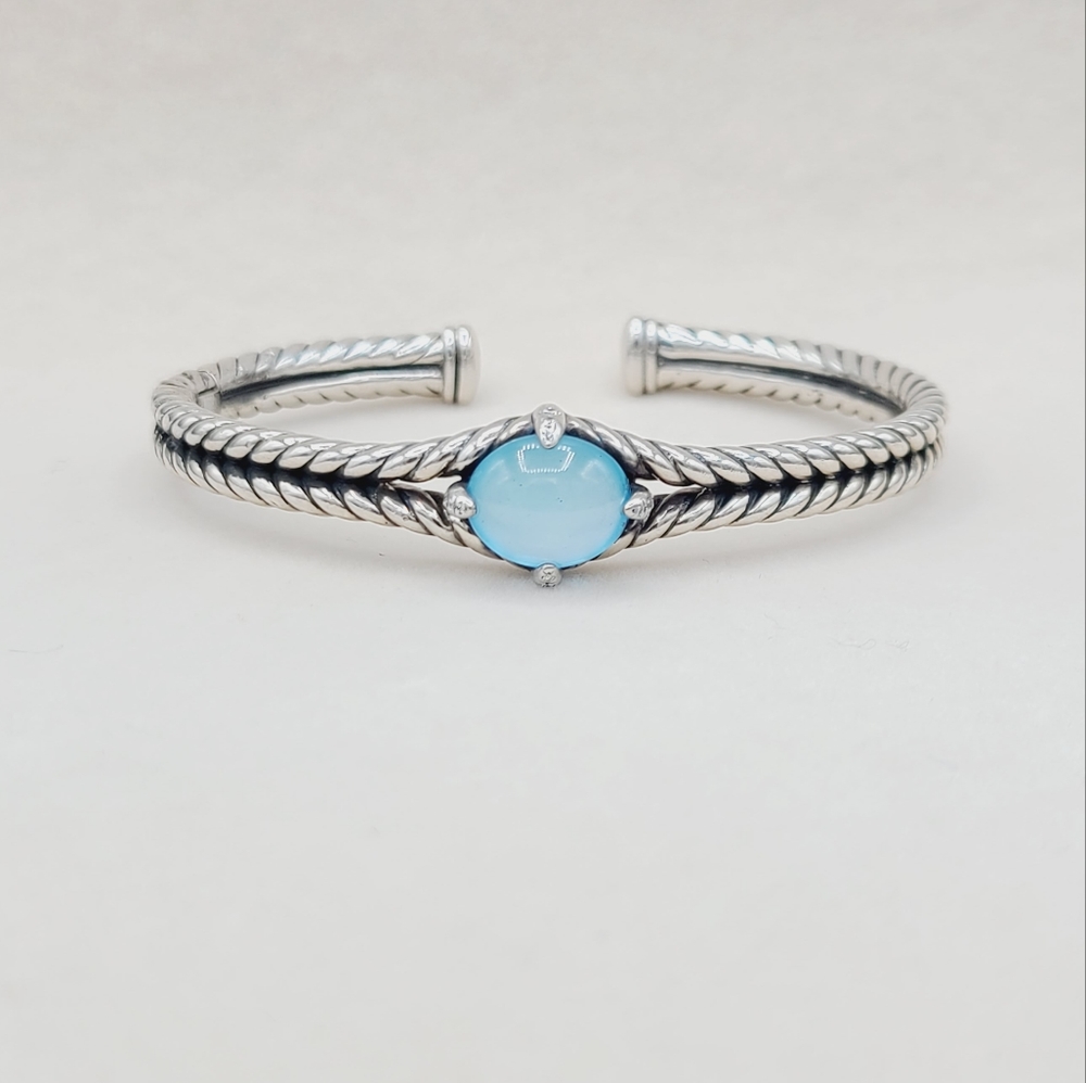 David Yurman Chatelaine Blue Topaz Diamond Bracelet - Picture 4 of 12